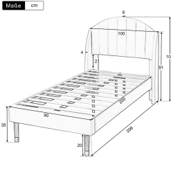 Okwish Lit Simple 90x200 cm - Lit Rembourré ado - Velours - Sans Matelas - Beige* Lit Simple