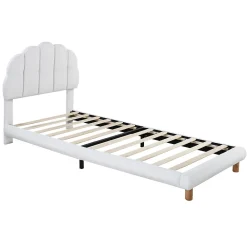 Generique Lit simple 90x200 cm avec tête de lit, sommier en bois, cadre plateforme, pour enfant, blanc*Enfant Lit Enfant