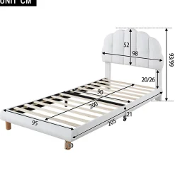 Generique Lit simple 90x200 cm avec tête de lit, sommier en bois, cadre plateforme, pour enfant, blanc*Enfant Lit Enfant