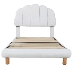 Generique Lit simple 90x200 cm avec tête de lit, sommier en bois, cadre plateforme, pour enfant, blanc*Enfant Lit Enfant