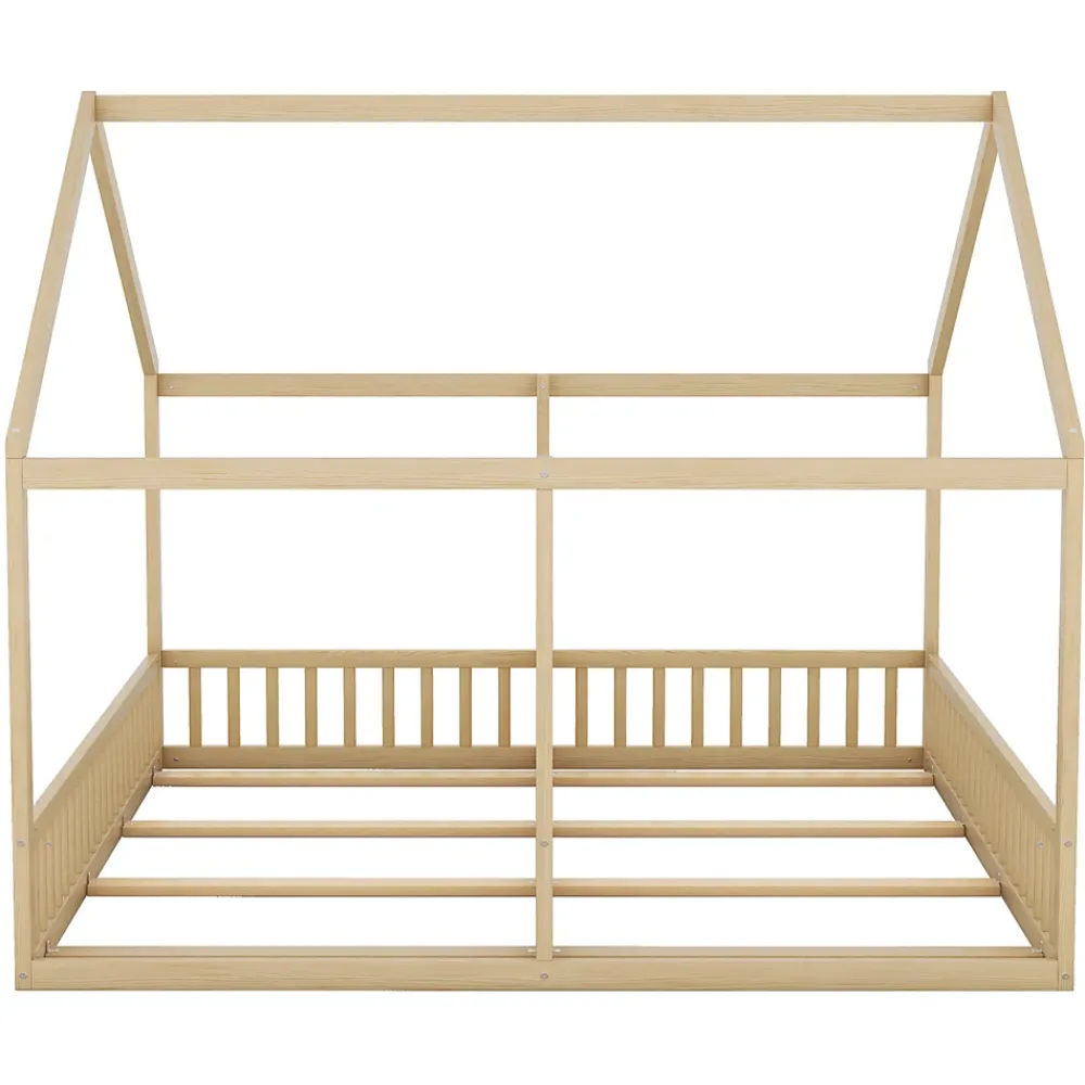 ProximaX Lit simple 90x200 cm modèle maison naturel, lit bas 2-en-1 pour enfants et adolescents, design ludique et multifonction*Enfant Lit Enfant