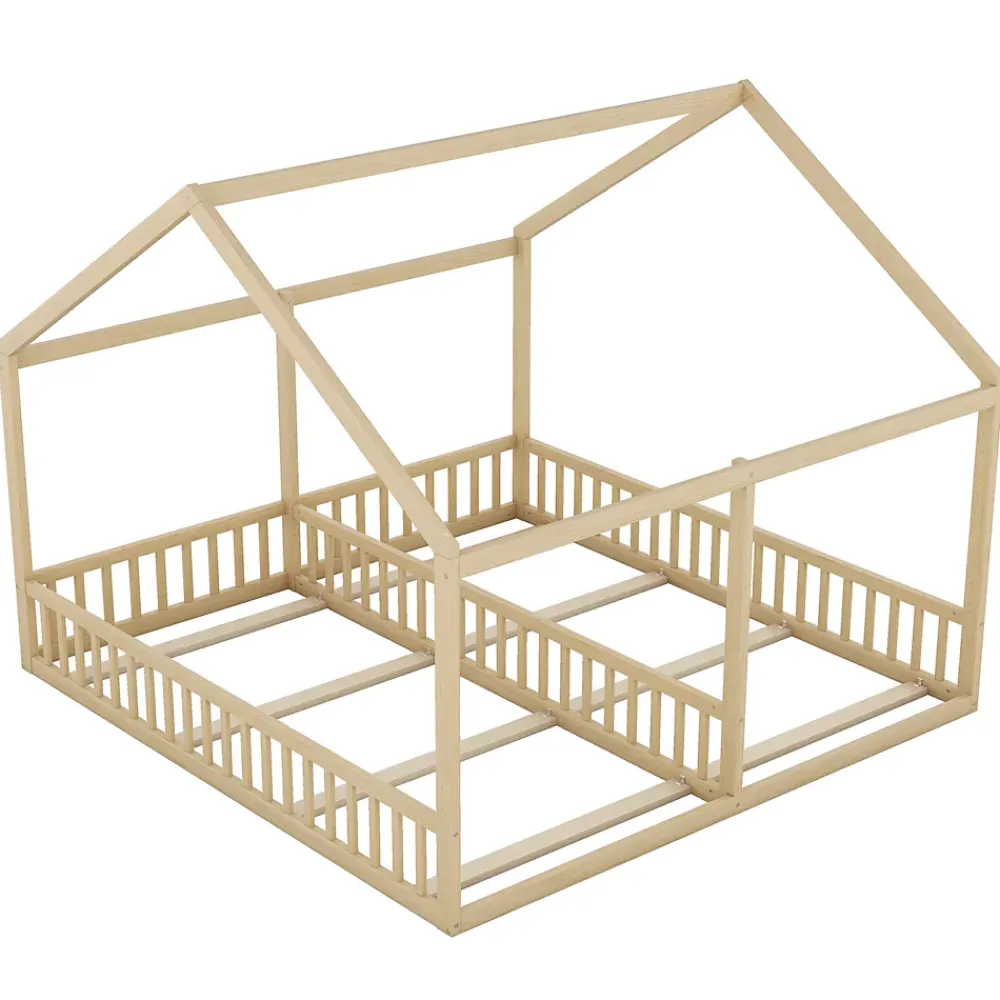 ProximaX Lit simple 90x200 cm modèle maison naturel, lit bas 2-en-1 pour enfants et adolescents, design ludique et multifonction*Enfant Lit Enfant