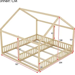 ProximaX Lit simple 90x200 cm modèle maison naturel, lit bas 2-en-1 pour enfants et adolescents, design ludique et multifonction*Enfant Lit Enfant