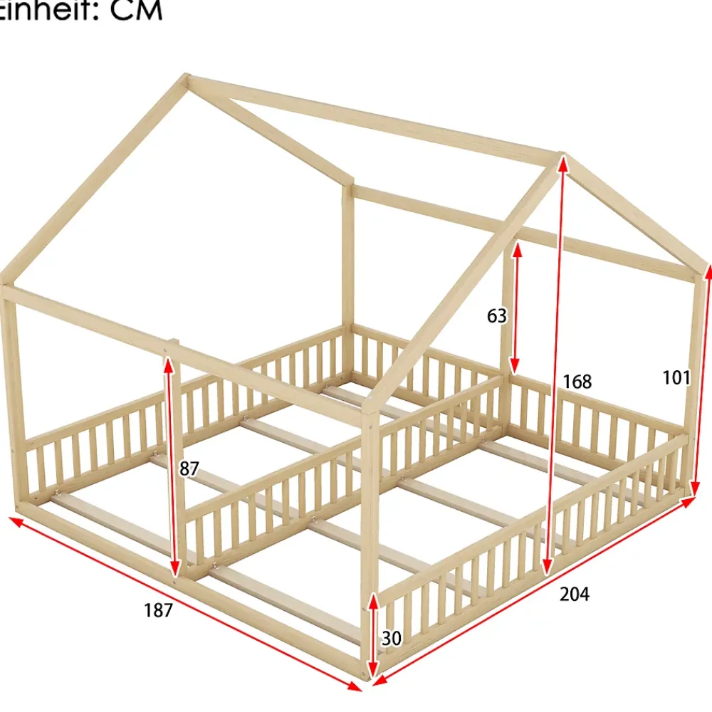 ProximaX Lit simple 90x200 cm modèle maison naturel, lit bas 2-en-1 pour enfants et adolescents, design ludique et multifonction*Enfant Lit Enfant