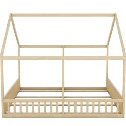 ProximaX Lit simple 90x200 cm modèle maison naturel, lit bas 2-en-1 pour enfants et adolescents, design ludique et multifonction*Enfant Lit Enfant