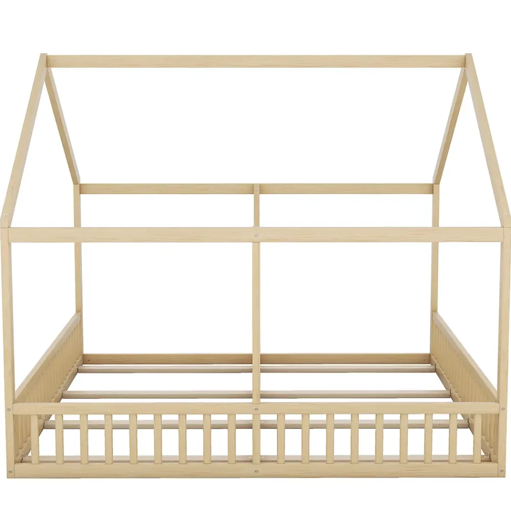 ProximaX Lit simple 90x200 cm modèle maison naturel, lit bas 2-en-1 pour enfants et adolescents, design ludique et multifonction*Enfant Lit Enfant