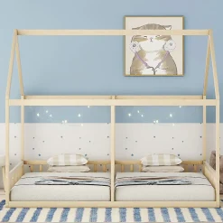 Lit simple 90X200 Lit plat Modèle d'appartement Couleur naturelle><noscript><img width=