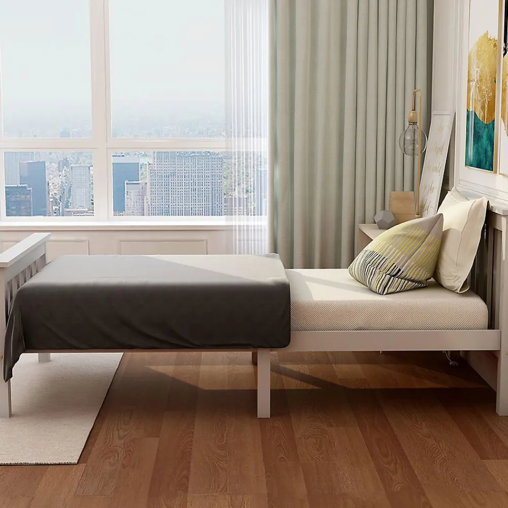 Lit Simple 90x200cm Bois Tête De Lit Pin Blanc>Blackcolors New