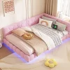 Fortuna lai Lit Simple 140x200cm, Canapé-Lit avec Éclairage Ambiant, USB, Typ-C, Rose*Enfant Lit Enfant