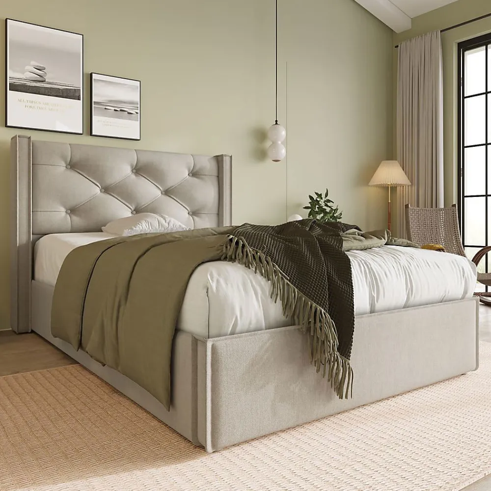 Lit Simple 90X200Cm Hydraulique Coton Gris>Blackcolors Outlet