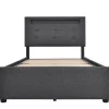 Lit Simple 90x200cm Rembourré Led 2 Tiroirs Tête Réglable Gris>Blackcolors Online