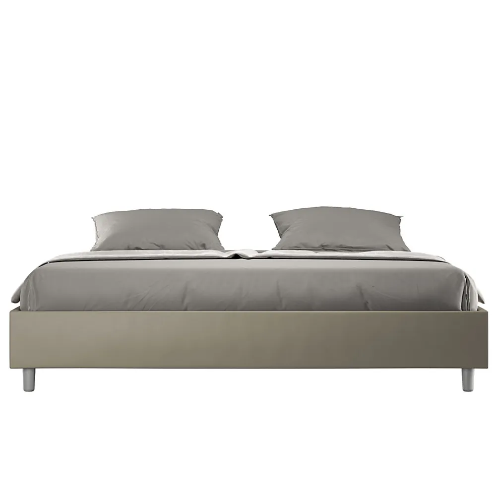 Lit sommier avec sommier capitonné 180x210 cappuccino simili cuir Azelia>Ityhome New