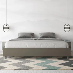 Lit sommier avec sommier capitonné 180x210 cappuccino simili cuir Azelia>Ityhome New