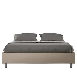 Lit Sommier avec sommier capitonné 160x200 Azelia simili cuir gris tourterelle>Ityhome Discount