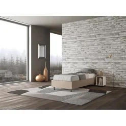 Ityhome Lit Sommier avec sommier capitonné 80x210 Azelia simili cuir gris tourterelle* Lit Coffre