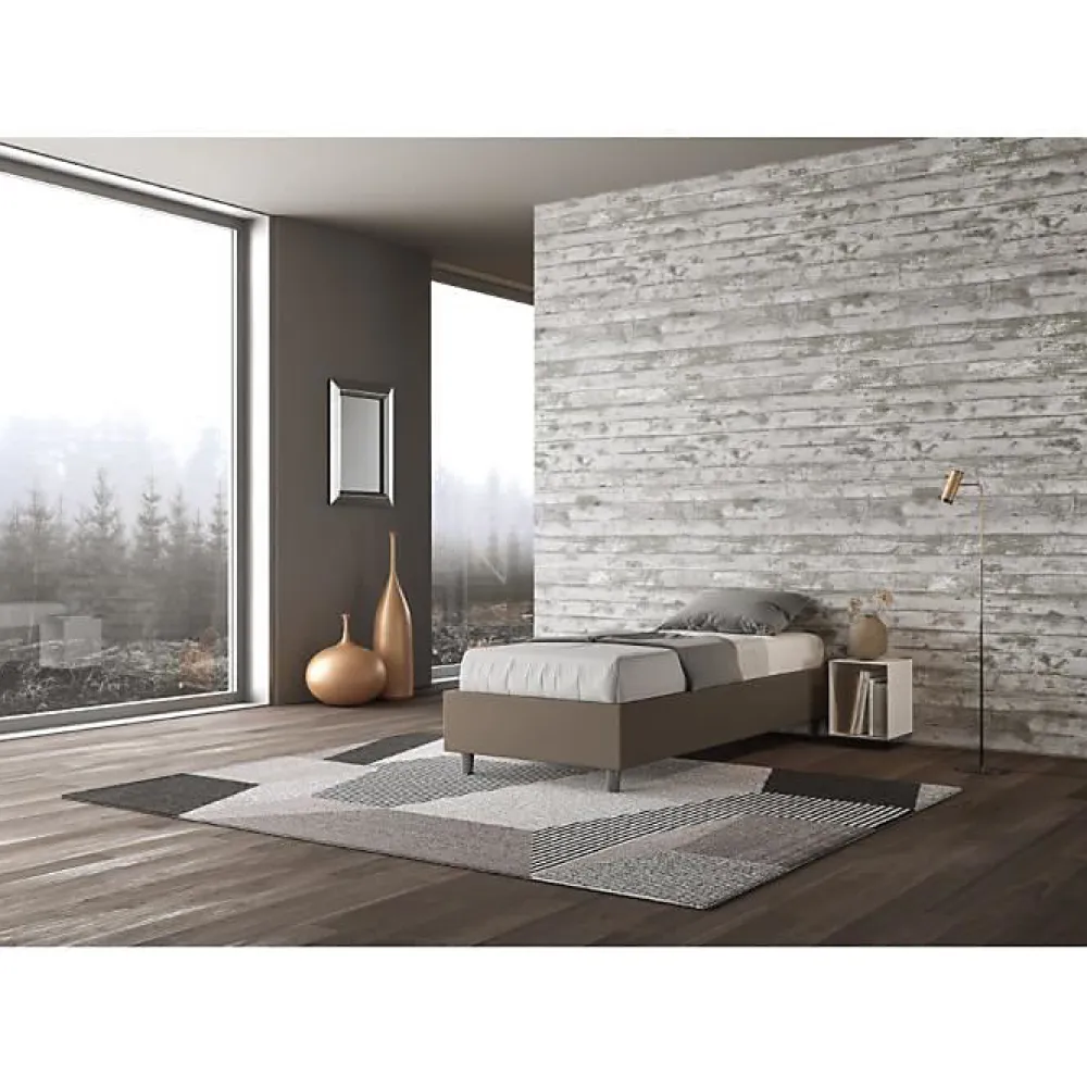 Lit Sommier sans sommier capitonné 80x190 simili cuir cappuccino Azelia>Ityhome New