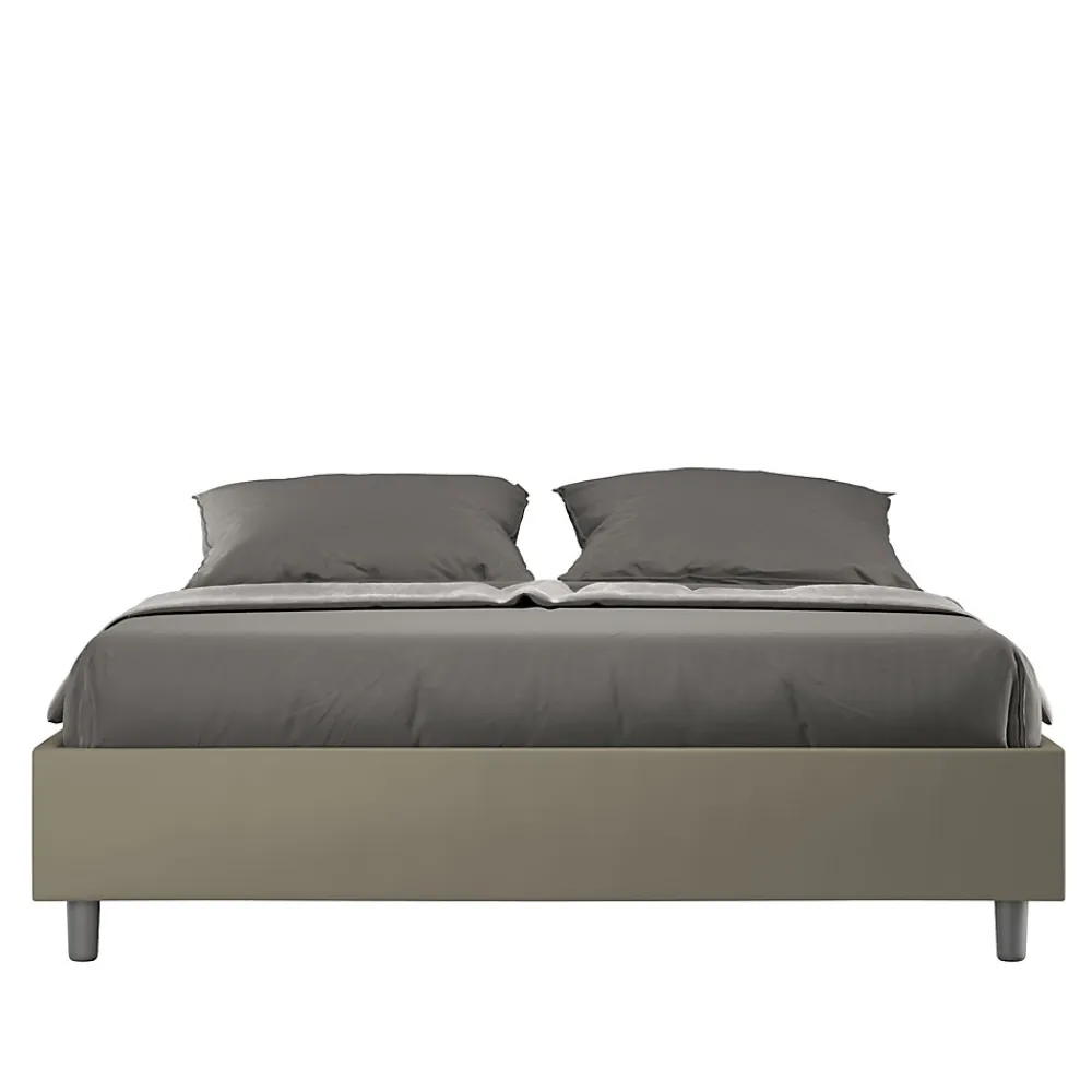 Lit sommier sans sommier capitonné 160x190 simili cuir cappuccino Azelia>Ityhome Clearance