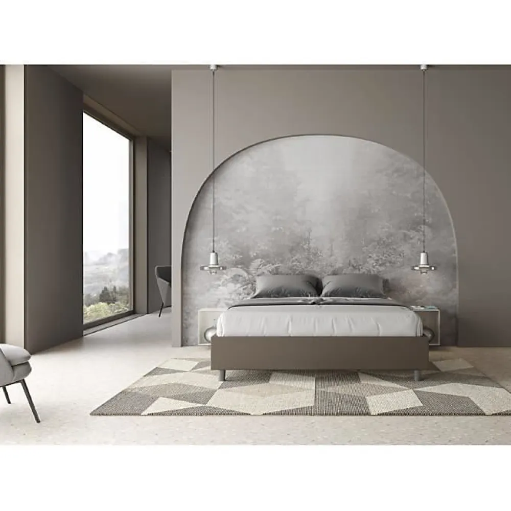 Lit sommier sans sommier capitonné 160x190 simili cuir cappuccino Azelia>Ityhome Clearance
