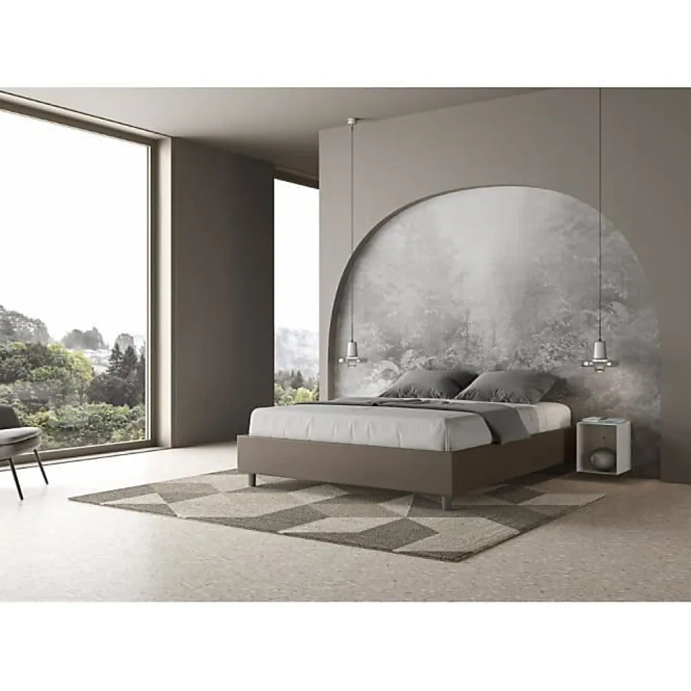 Lit sommier sans sommier capitonné 160x190 simili cuir cappuccino Azelia>Ityhome Clearance