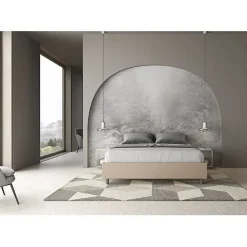 Ityhome Lit Sommier sans sommier capitonné 160x200 Azelia simili cuir gris tourterelle* Lit Coffre