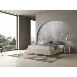 Ityhome Lit Sommier sans sommier capitonné 160x200 Azelia simili cuir gris tourterelle* Lit Coffre