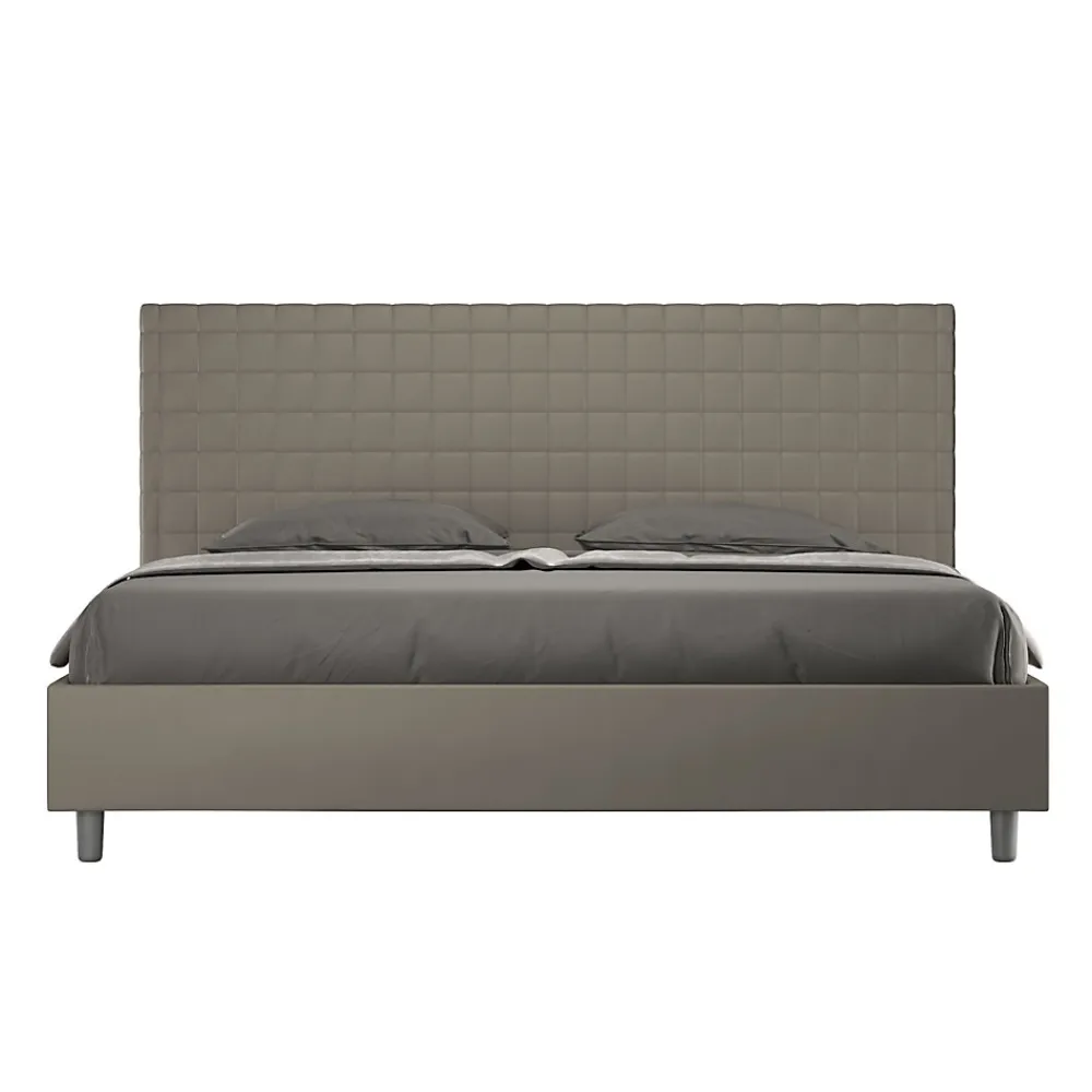 Lit Sunny cappuccino en similicuir avec sommier tapissé 200x210>Ityhome Sale