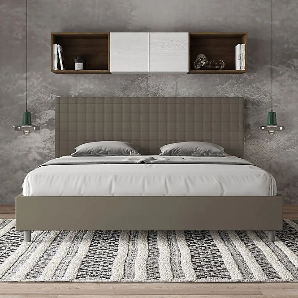 Lit Sunny cappuccino en similicuir avec sommier tapissé 200x210>Ityhome Sale