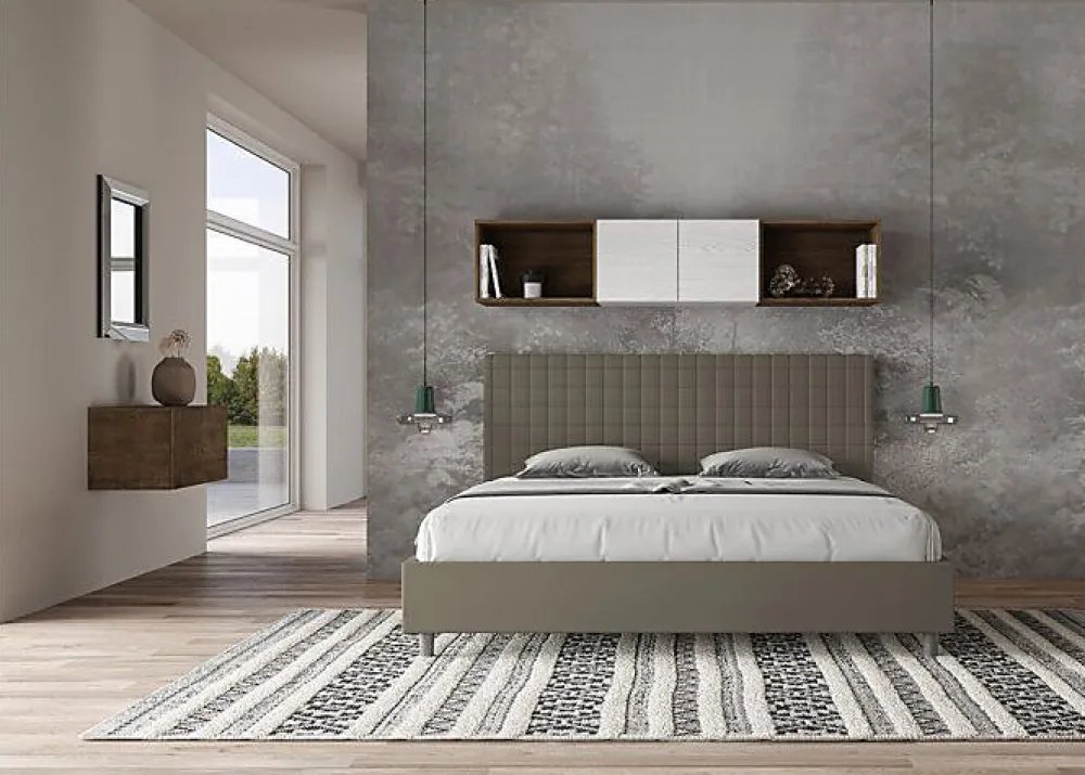 Lit Sunny cappuccino en similicuir avec sommier tapissé 200x210>Ityhome Sale
