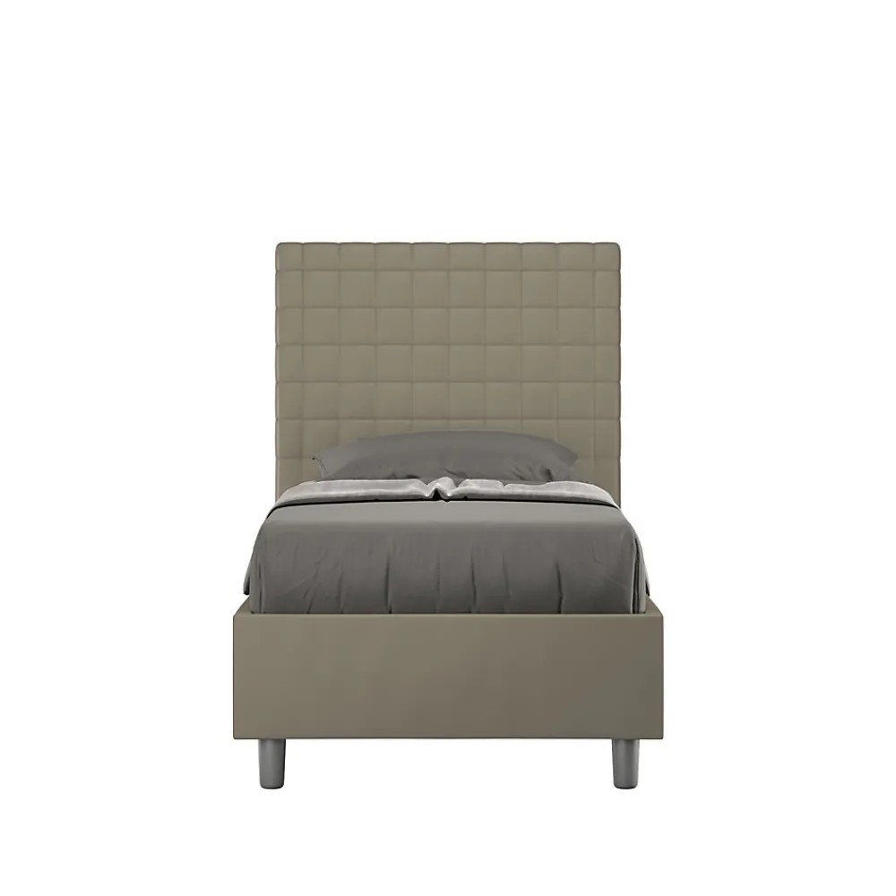 Lit Sunny cappuccino en similicuir avec sommier tapissé 80x190>Ityhome Sale