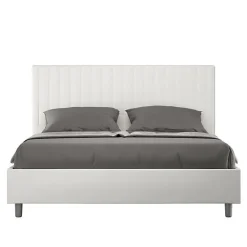 Lit Sunny en simili cuir blanc avec sommier tapissé 160x200>Ityhome Discount