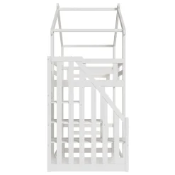 Okwish Lit Superposé - Lit enfant 90x200 cm avec Toît et Escalier Sécurisé, Cadre Bois Massif et Lattes Solides, Couleur Blanc*Enfant Lit Enfant
