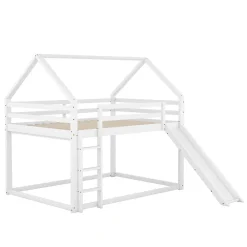 Okwish Lit Superposé 140 x 200 cm - Lit enfant avec Toboggan et Échelle - Pin + MDF - Sans Matelas - Blanc*Enfant Lit Enfant