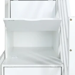 Lit superposé avec échelle, toboggan, fenêtres, sécurité, cadre bois, blanc, 90x200cm><noscript><img width=