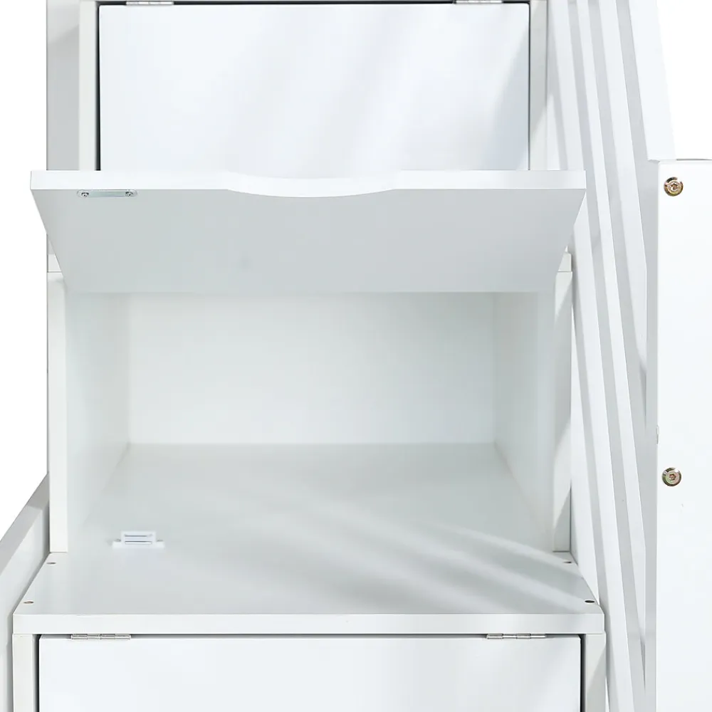 Lit superposé avec échelle, toboggan, fenêtres, sécurité, cadre bois, blanc, 90x200cm>Fortuna lai Hot