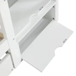 Lit superposé avec lit roulant, sécurité, échelle, cadre bois, 90x200,190cm, blanc>Fortuna lai Best