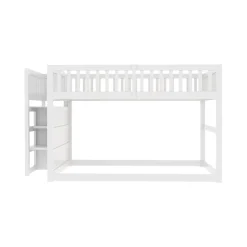 ProximaX Lit superposé bas Lit enfant 140 x 200 cm en bois avec compartiments de rangement ouverts et clôture, blanc*Enfant Lit Enfant