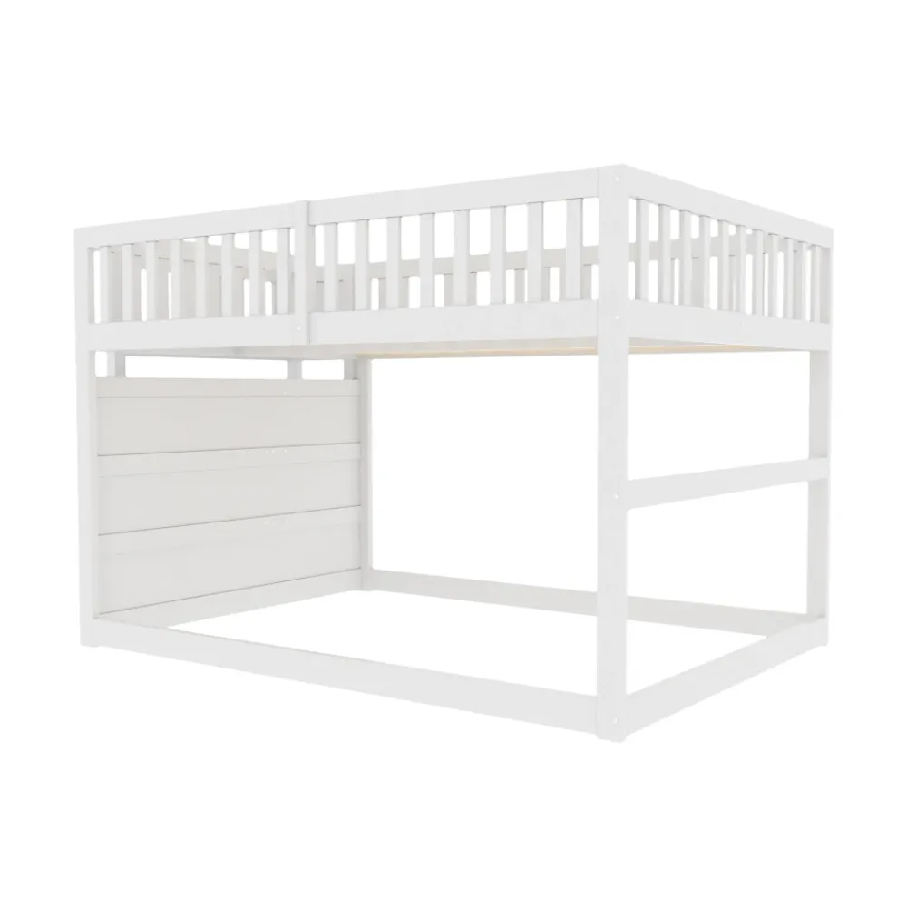 ProximaX Lit superposé bas Lit enfant 140 x 200 cm en bois avec compartiments de rangement ouverts et clôture, blanc*Enfant Lit Enfant