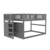 ProximaX Lit superposé bas Lit enfant 140 x 200 cm en bois avec compartiments de rangement ouverts et clôture, gris*Enfant Lit Enfant