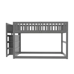 ProximaX Lit superposé bas Lit enfant 140 x 200 cm en bois avec compartiments de rangement ouverts et clôture, gris*Enfant Lit Enfant