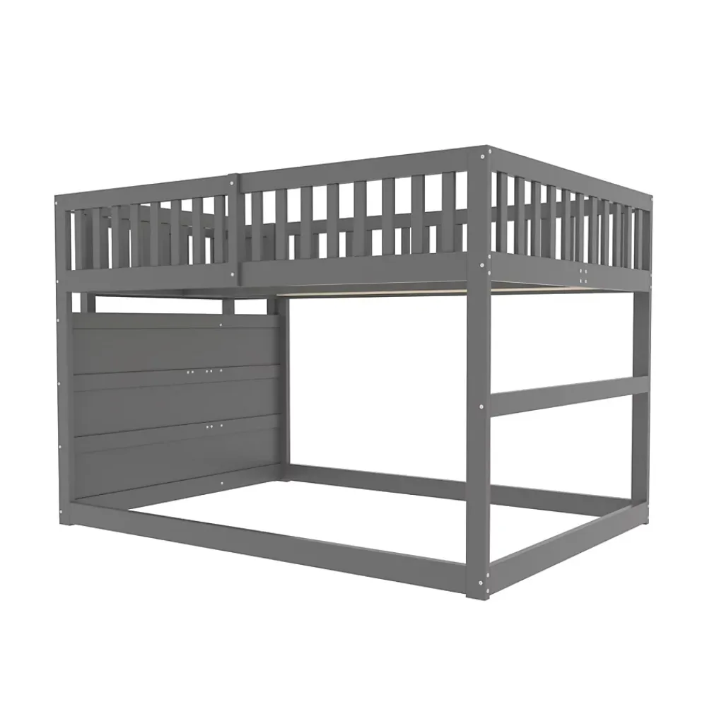 ProximaX Lit superposé bas Lit enfant 140 x 200 cm en bois avec compartiments de rangement ouverts et clôture, gris*Enfant Lit Enfant