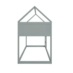 Lit superposé bas 90x200 cm en bois massif avec échelle pour enfant coloris gris>Aapaas Best