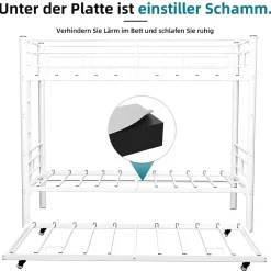 Okwish Lit Superposé Convertible 90x190 cm - Lit Enfant avec Échelle et Garde-Corps Silencieux , Fer - Sans Matelas - Blanc*Enfant Lit Enfant