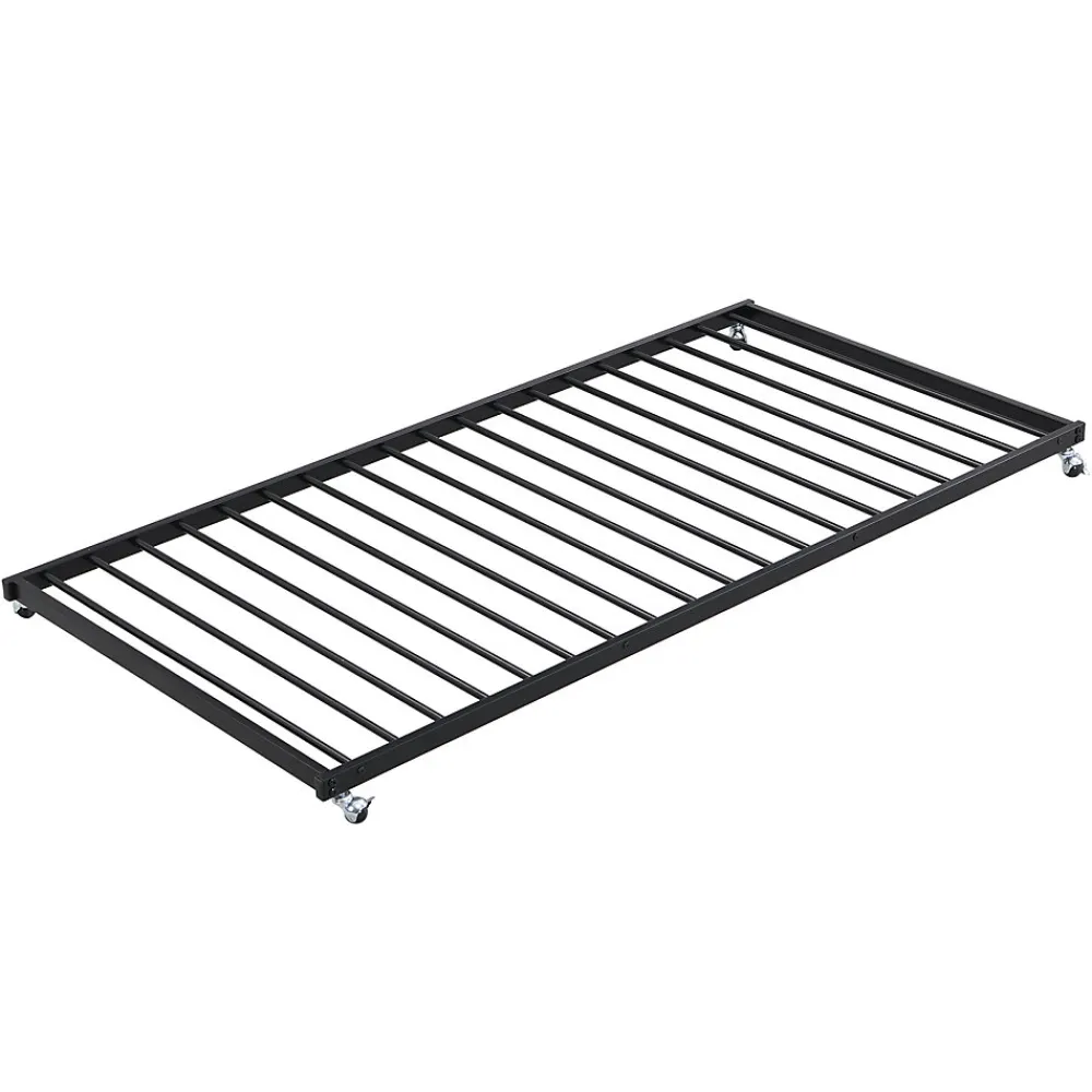 Lit superposé en métal, adapté enfants et ados, avec lit gigogne, 4 barrières, noir, 90x200cm, 90x190cm>Simple Life Discount