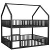Redom Lit superposé enfant 140 par 200 métal lit double familial mezzanine avec échelle porte ouvrante lit inférieur noir*Enfant Lit Enfant