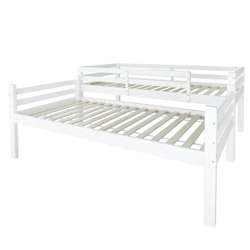 Simple Life Lit superposé enfant avec rangements chaussures et casiers, convertible 2 lits simples, blanc, 90x200 cm*Enfant Lit Enfant