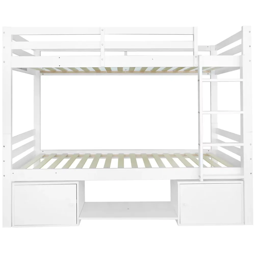 Simple Life Lit superposé enfant avec rangements chaussures et casiers, convertible 2 lits simples, blanc, 90x200 cm*Enfant Lit Enfant