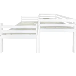 Simple Life Lit superposé enfant avec rangements chaussures et casiers, convertible 2 lits simples, blanc, 90x200 cm*Enfant Lit Enfant