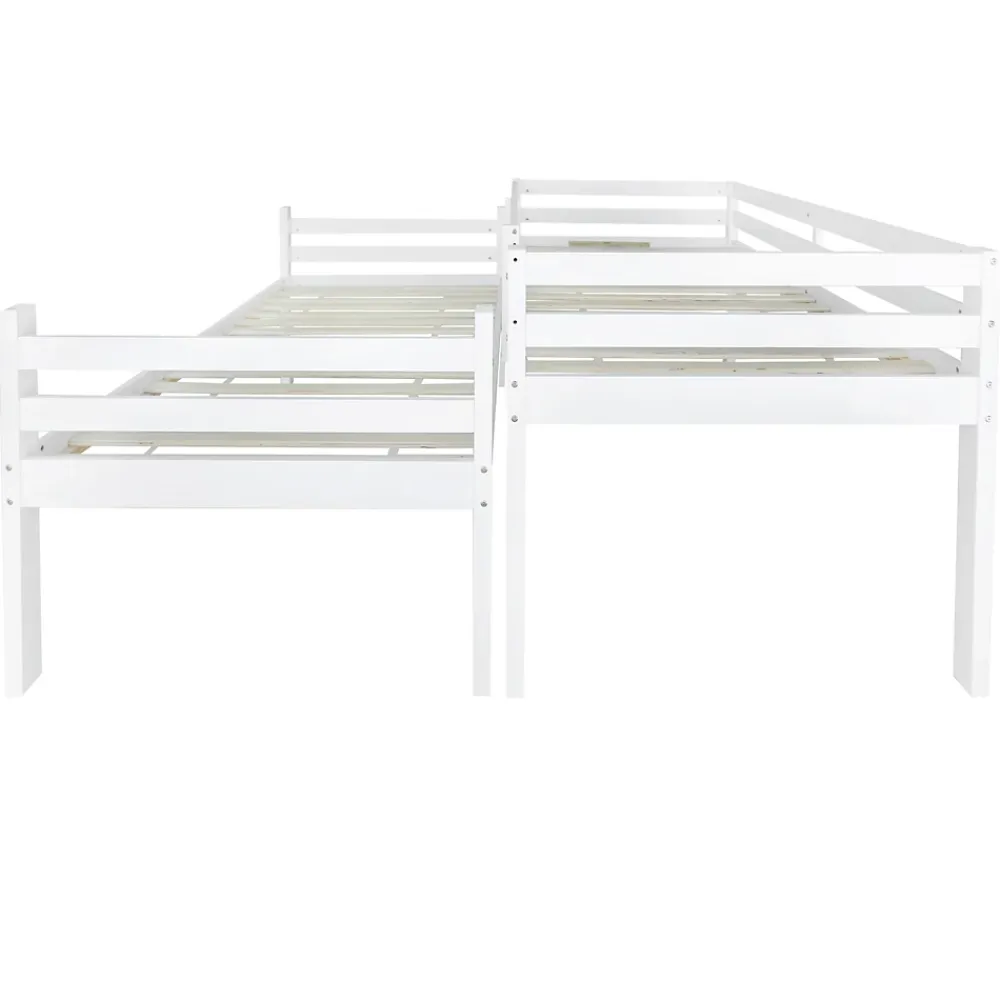 Simple Life Lit superposé enfant avec rangements chaussures et casiers, convertible 2 lits simples, blanc, 90x200 cm*Enfant Lit Enfant