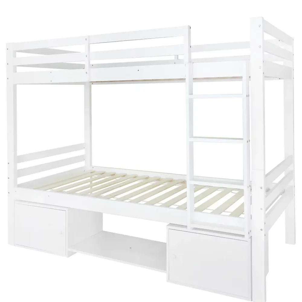ProximaX Lit superposé enfant 90x200 cm blanc avec casiers et étagères à chaussures, convertible en 2 lits simples*Enfant Lit Enfant