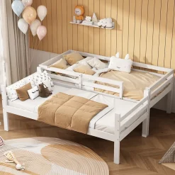 ProximaX Lit superposé enfant 90x200 cm blanc avec casiers et étagères à chaussures, convertible en 2 lits simples*Enfant Lit Enfant